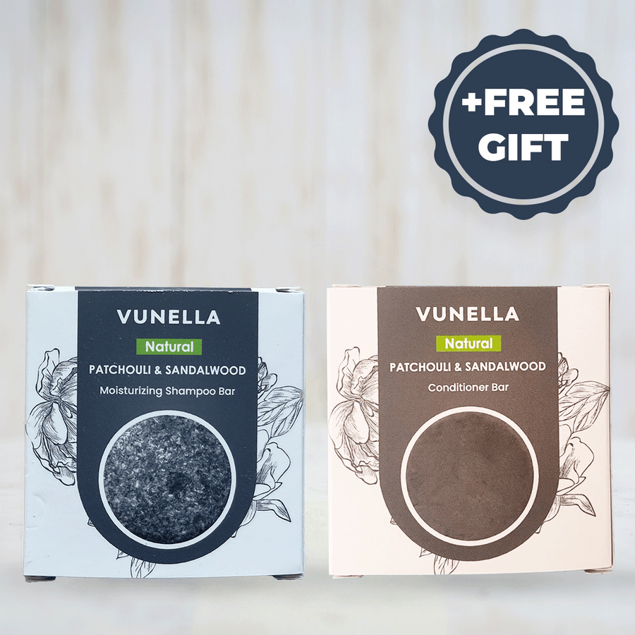 Patchouli & Sandalwood Shampoo & Conditioner Combo + FREE Thickening Bar